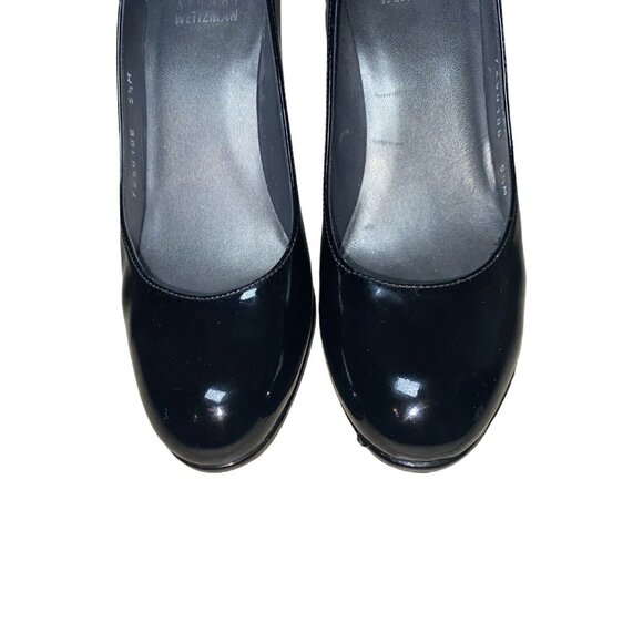 Stuart Weitzman Black Patent Leather Round Toe Pumps Heels Size 5.5 - Picture 8 of 12